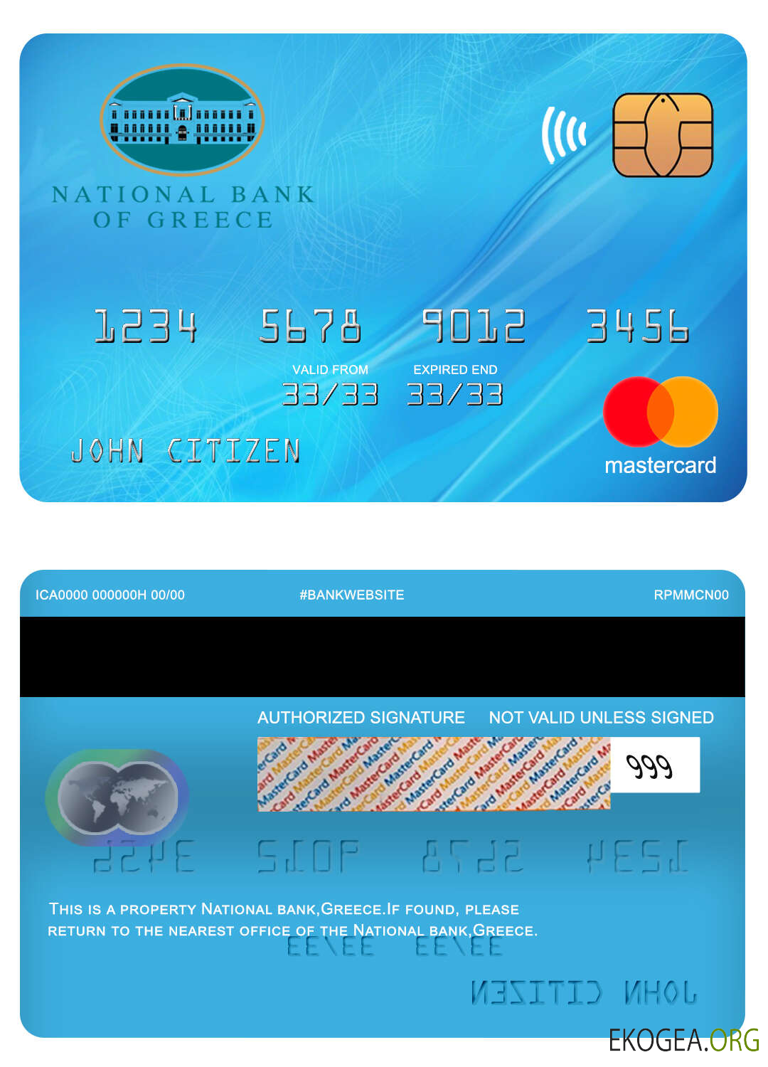 Grèce Mastercard de la banque nationale